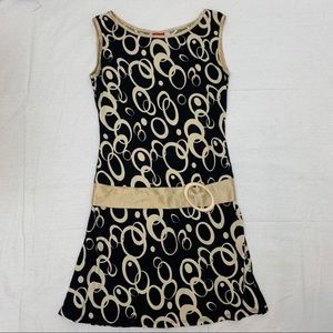 3/$12 💜 Black/cream circle dropped waist dress